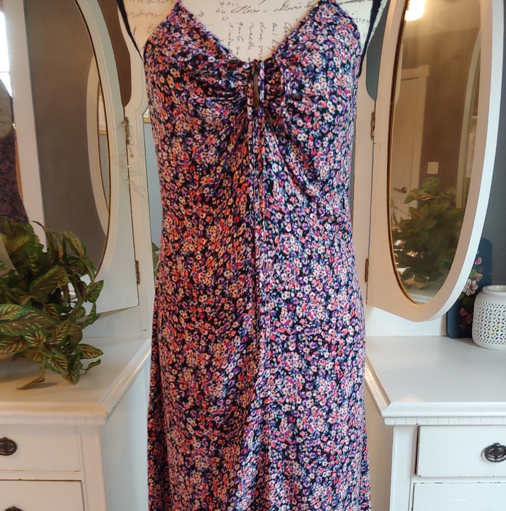 Wild Fable Vibrant Pink and Black Patterned Dress